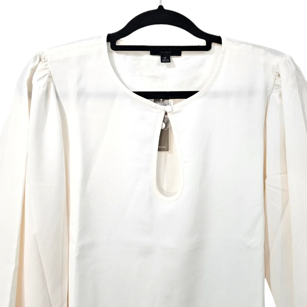 J. Crew Puff Sleeve Satin-Back Crepe Top Size Large Tall